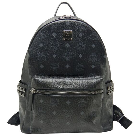 MCM Stark Visetos Black Leather Backpack Bag (Pre-Owned) - Picture 1 of 10